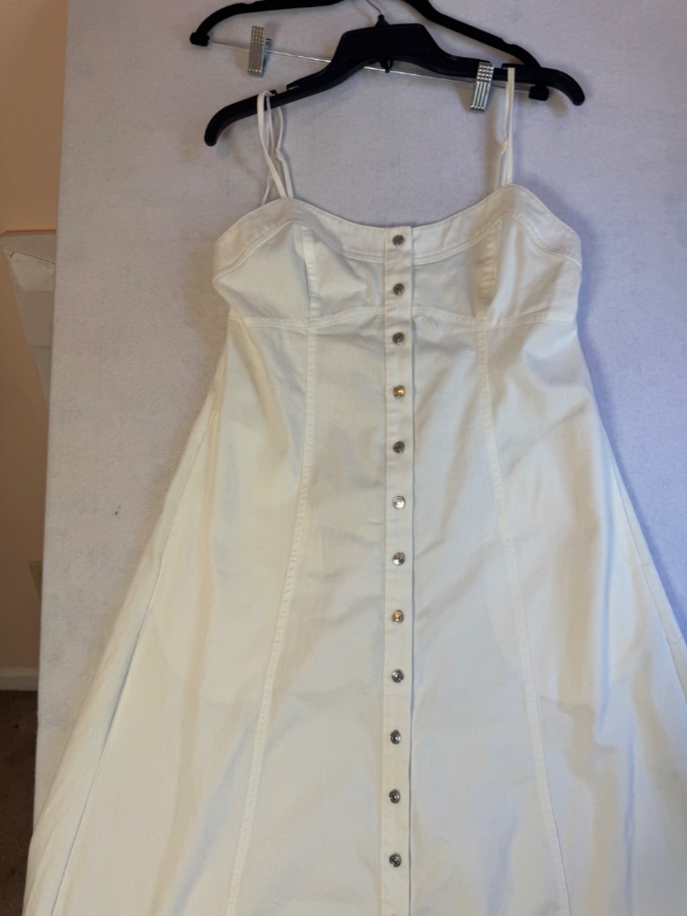 Boho Chic Cottagecore Free People Just Jill Denim Maxi Dress Medium Ivory Medium - Picture 8 of 13